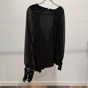 Gimmicks by BKE Black Sheer Blouse
